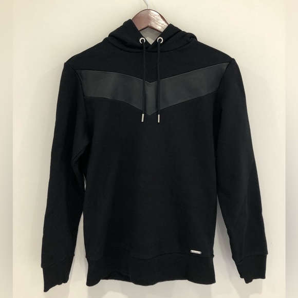Diesel Other - NWOT Diesel Black Hoody Sweatshirt Leather Detail